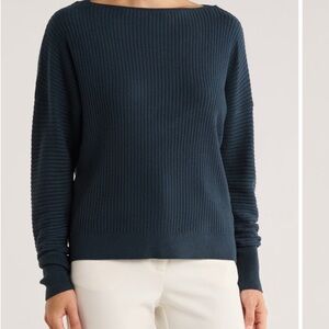 Tahari Dark Teal Boat Neck Sweater